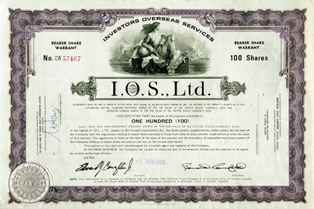 I.O.S. Ltd stock certificate