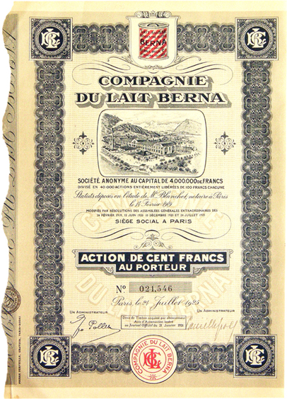 «Compagnie du lait BERNA», Paris 1925